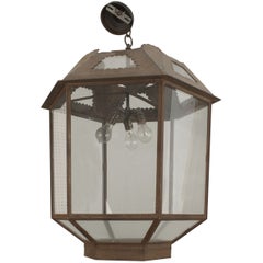 Italian Renaissance Style Glass and Iron Lantern