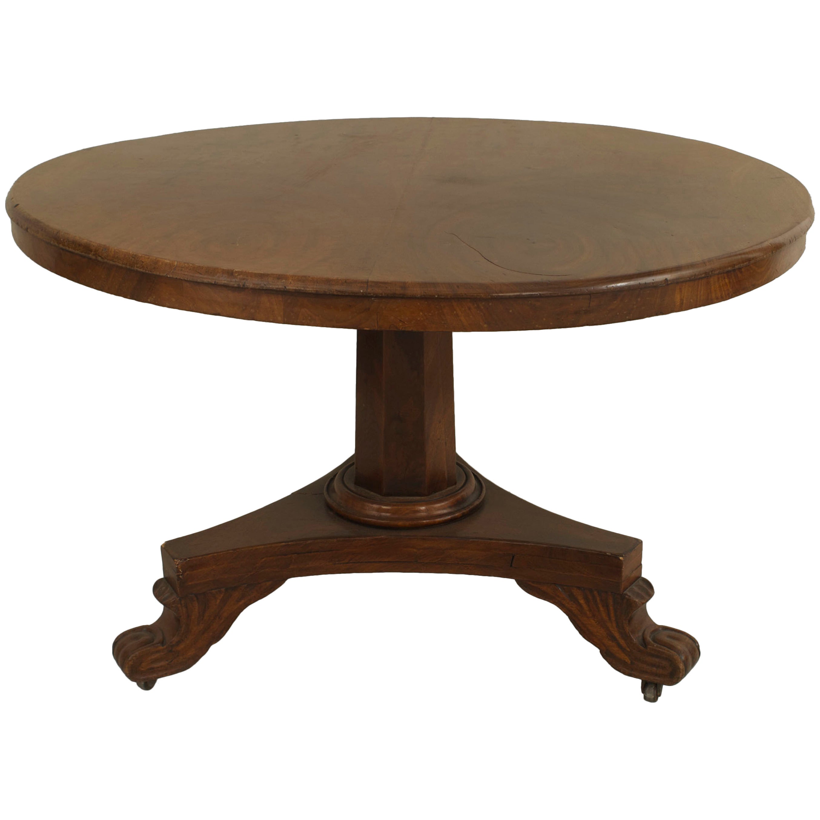 19th Century English Regency Style Circular Mahogany Center Table