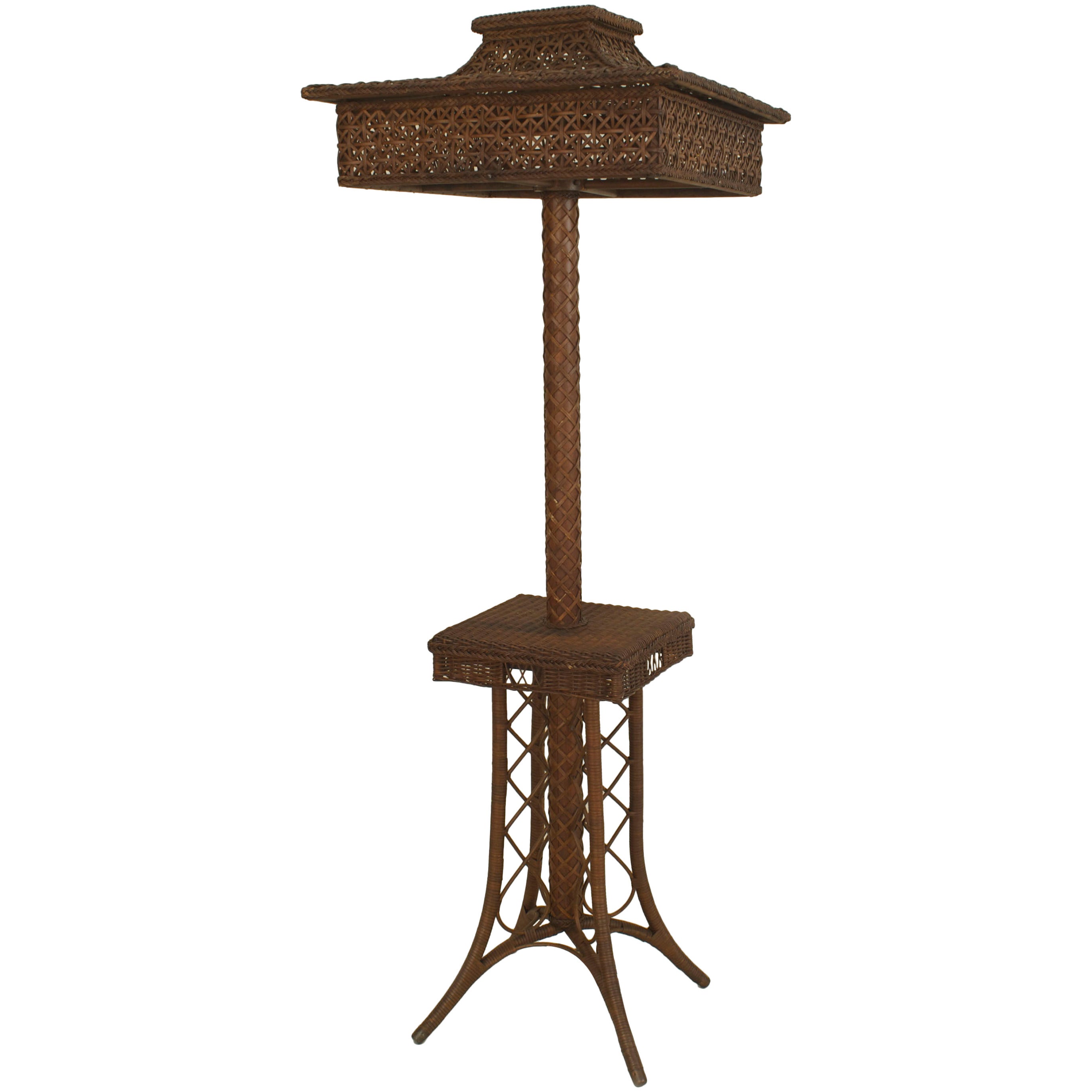American Victorian Wicker Haywood-Wakefield Floor Lamp For Sale