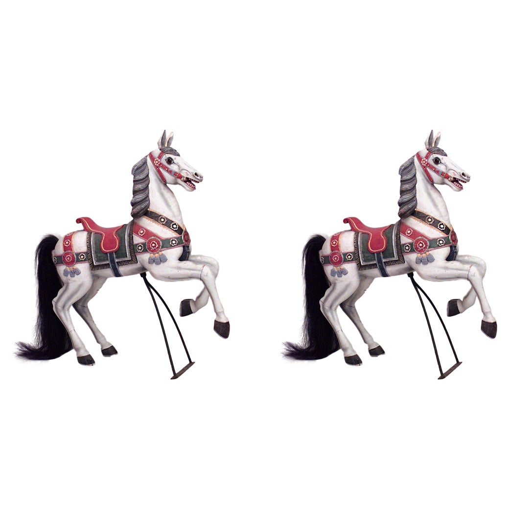 2 American Carousel Decorated Horses For Sale