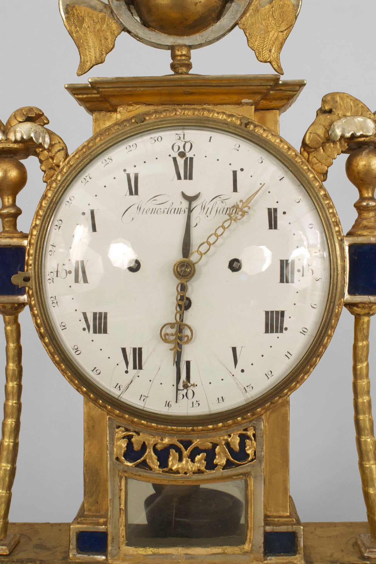 Continental Austrian Gilt Mantel Clock In Good Condition For Sale In Queens, NY
