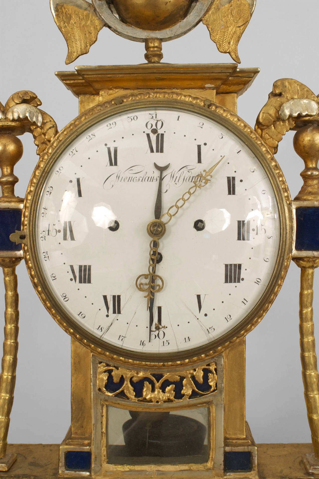 Continental Austrian Gilt Mantel Clock In Good Condition For Sale In New York, NY