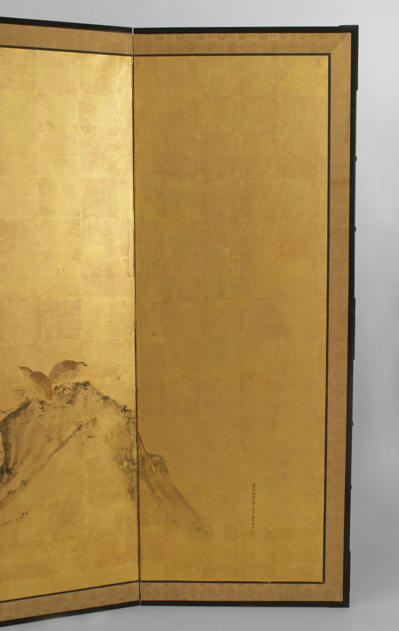 18th Century Japanese Six-Panel Gilded Paper Screen by Tosa Mitsuda 1