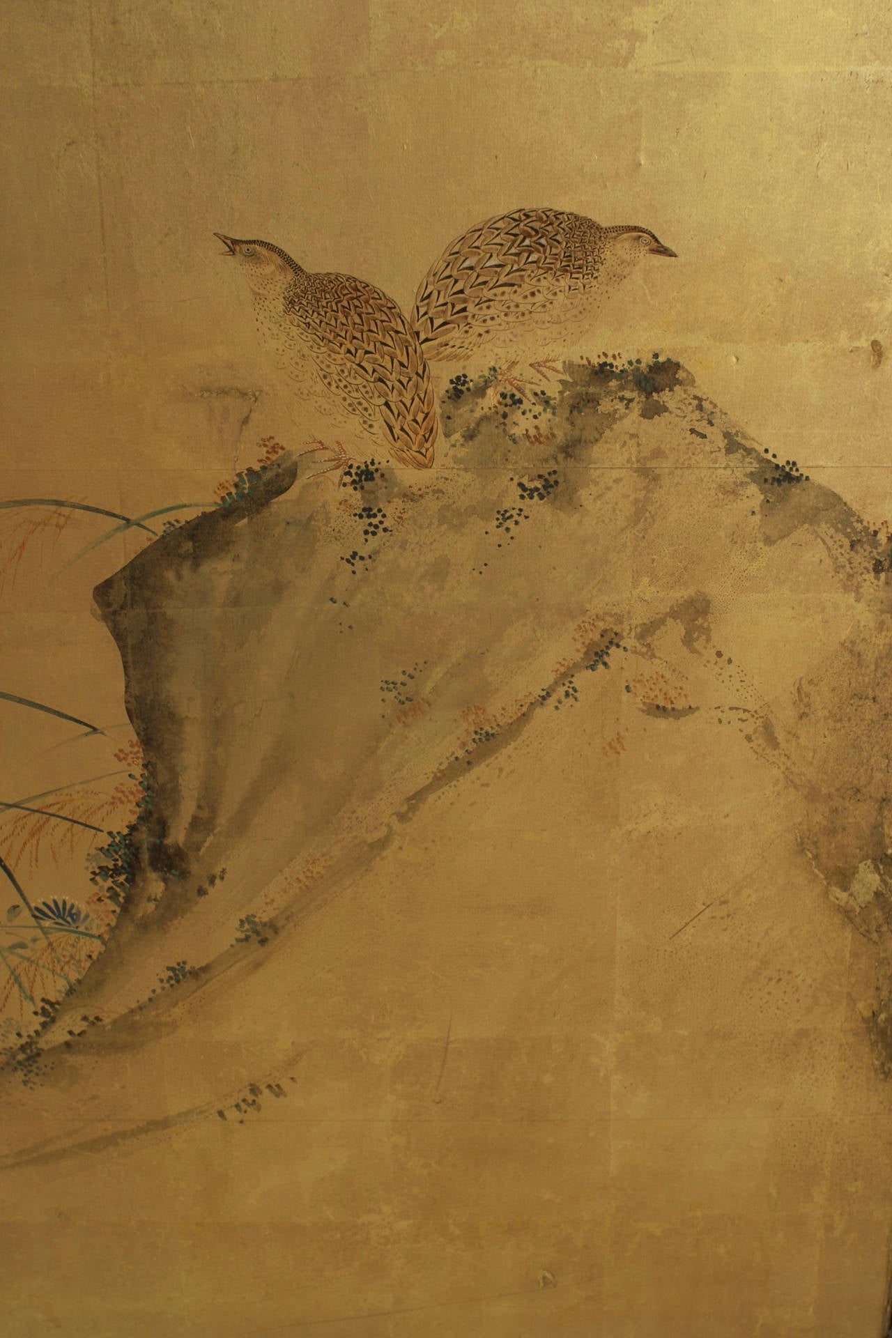 18th Century Japanese Six-Panel Gilded Paper Screen by Tosa Mitsuda 2
