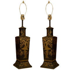 Pair of English Regency Style Chinoiserie Table Lamps