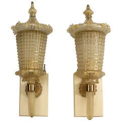 1940s Barovier e Toso Attributed Murano Glass Wall Lanterns 9