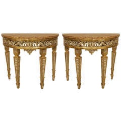 Pair of Italian Painted and Parcel-Gilt Consoles 5