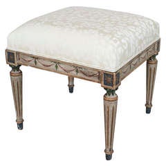 19th c. Italian Square Gilt Trimmed and Painted Bench 3