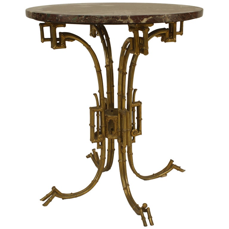 English Regency Brass and Marble End Table For Sale