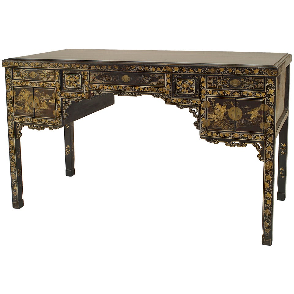 19th c. English Regency Chinoiserie Desk