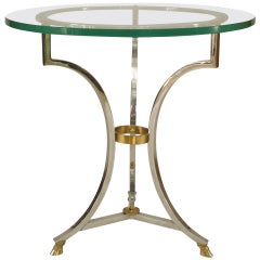 Stylish French Brass and Nickel Plate End Table