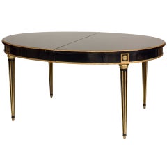 Antique Maison Jansen French Louis XVI Style Ebonized Oval Dining Table