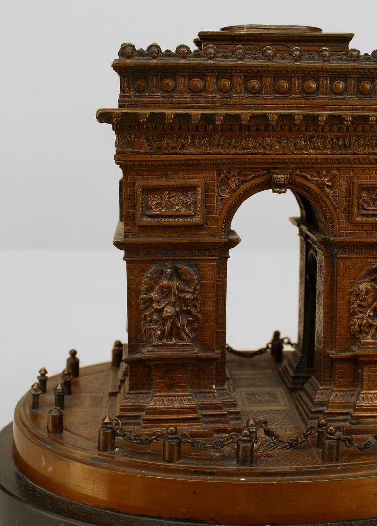 French Bronze Model of the Arc de Triomphe on a Marble Base