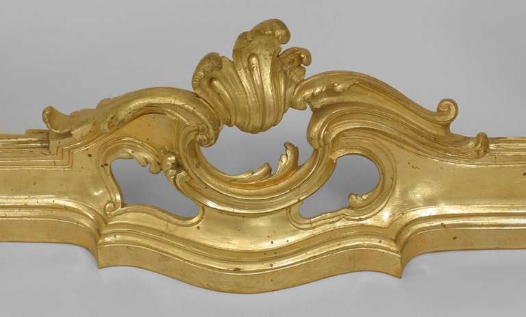 19th Century French Louis XV Style Gilt Bronze Fire Fender For Sale