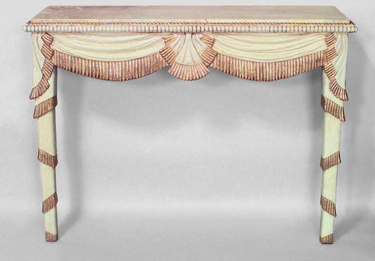 Pair of Gilded and Painted French Art Deco Bracket Consoles In Excellent Condition In New York, NY
