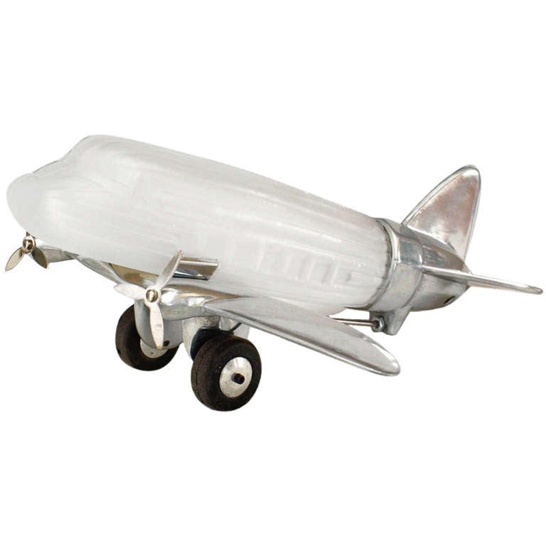 French Art Deco Style Chrome And Glass Airplane Table Lamp At 1stdibs French Art Deco Style Chrome And Glass Airplane Table Lamp For