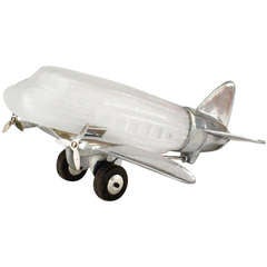 French Art Deco Style Chrome and Glass Airplane Table Lamp