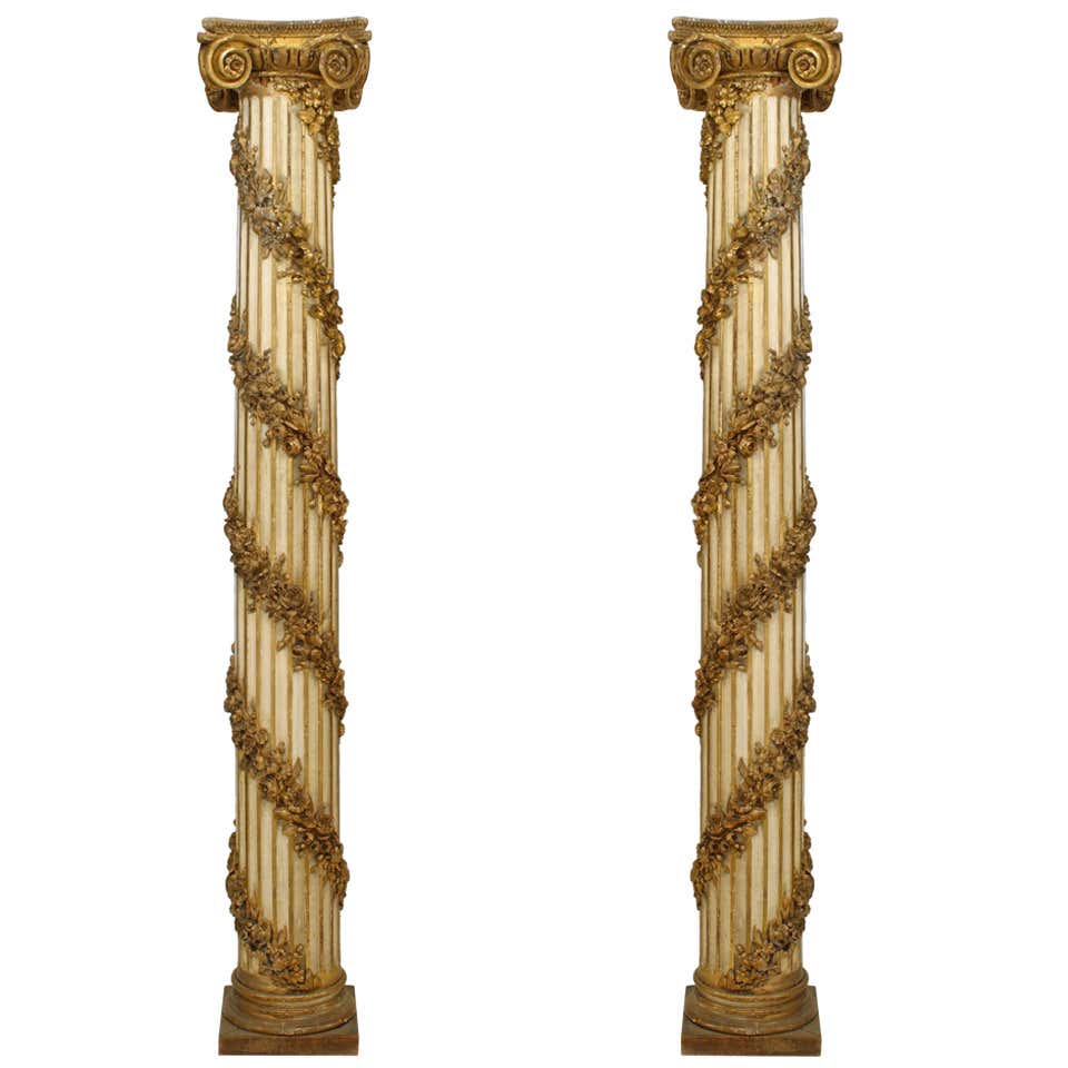 Pair of Italian Rococo Style Gilt Columns For Sale at 1stDibs | rococo ...