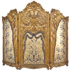 Spectacular Louis XV Style Silk Paneled Gilt Screen 11