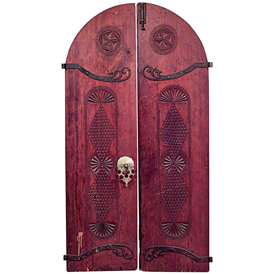 Pair of 19th c. Carved Middle Eastern Doors For Sale