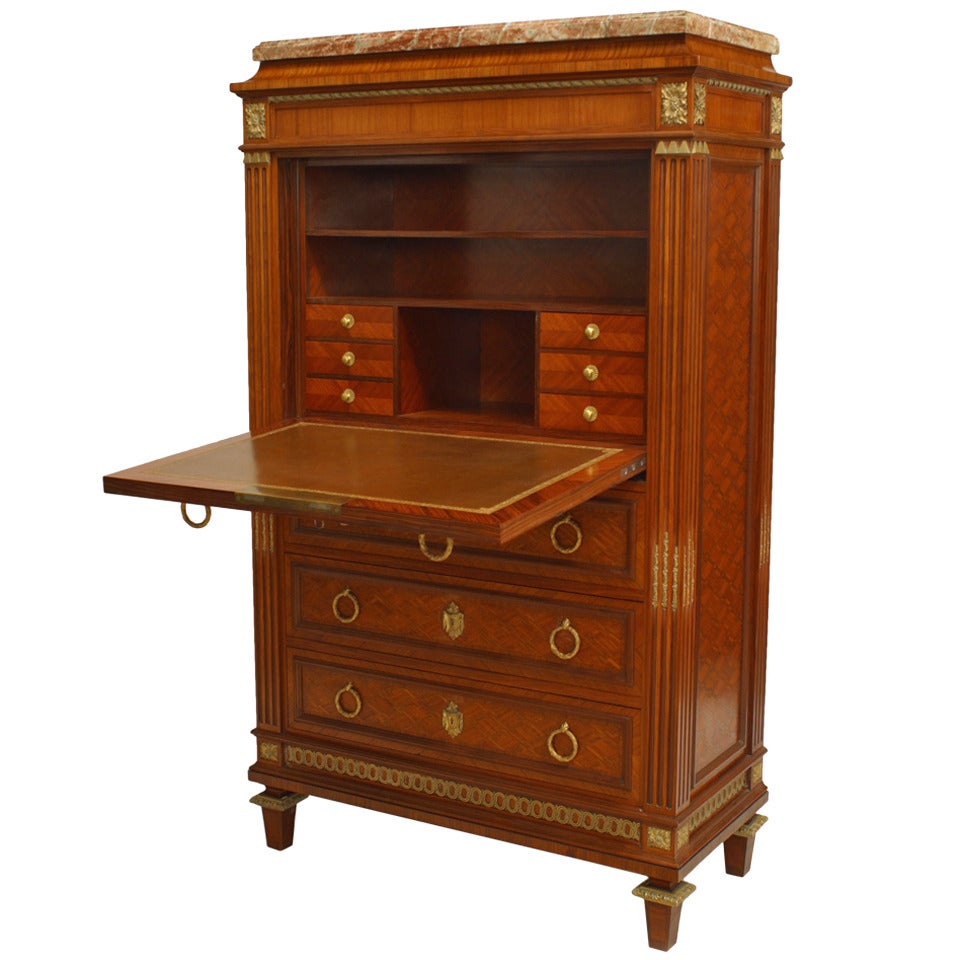 French Louis XVI Style Inlaid Secretary For Sale