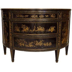 Dutch Chinoiserie Decorated Demi-Lune Commode