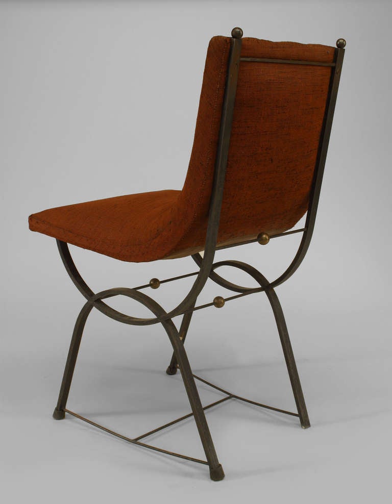 French Set of 8 Mid-Century Dining Chairs Attributed to Gilbert Poillerat
