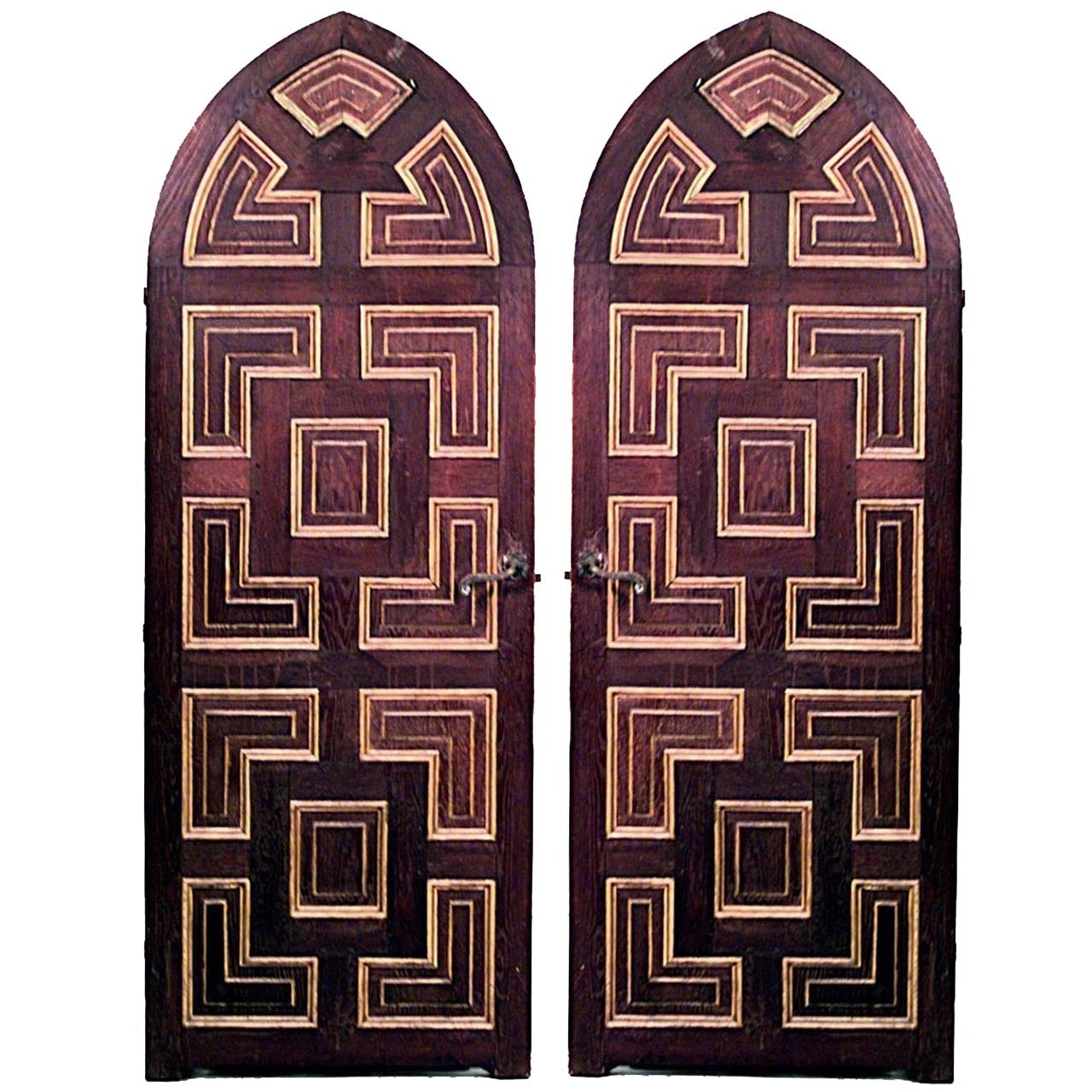 2 Gilt Trimmed Gothic Revival Doors For Sale