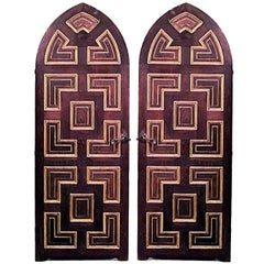 2 Gilt Trimmed Gothic Revival Doors