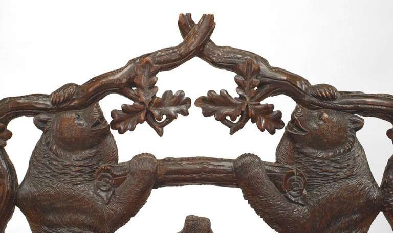 German A Superb Black Forest Bear Bench