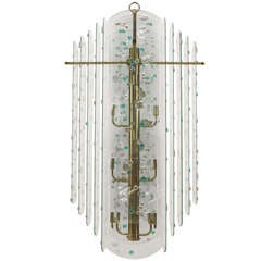 1960's Layered Glass Chandelier with Applied Colored Discs 3
