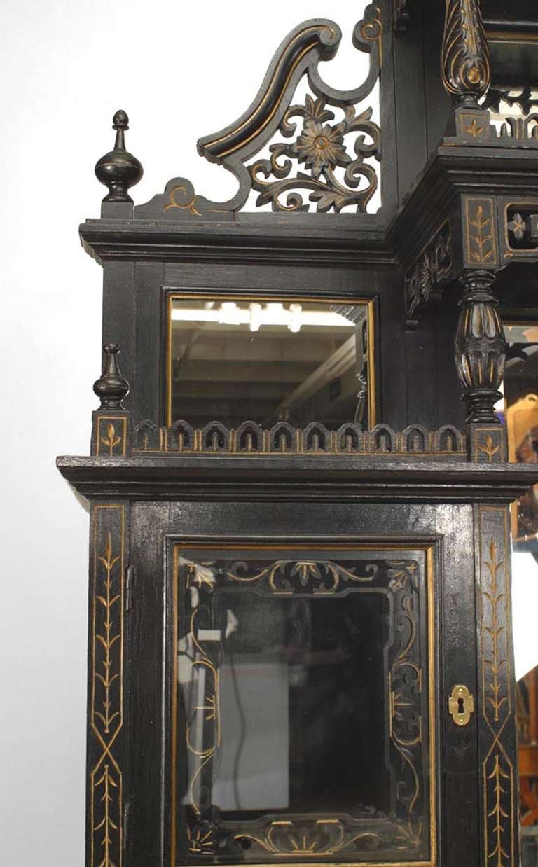 19th Century English Ebonized Cupboard Cabinet For Sale