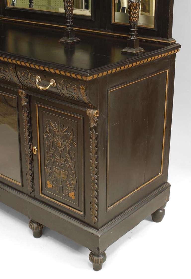 Wood English Ebonized Cupboard Cabinet For Sale