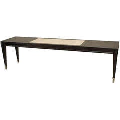 1940s Italian Ebonized Coffee Table with White Marble Inset Top 9