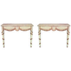 Pair of Gilded and Painted French Art Deco Bracket Consoles