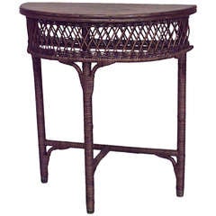 Antique American Mission Natural Wicker Console Table