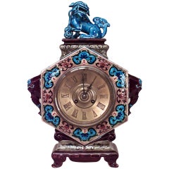 Vintage Jules Vieillard Chinoiserie Mantel Clock