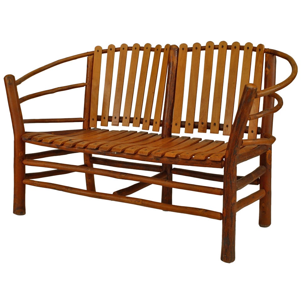 20th c. American Rustic Oak Loveseat by Old Hickory Co.