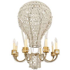 French 1930's Crystal Hot Air Balloon Chandelier Attributed to Bagues