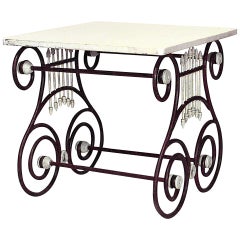 Outdoor Continental Lyre Marble Top Center Table