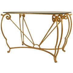 French Mid-Century Moreux Gilt Iron Center Table