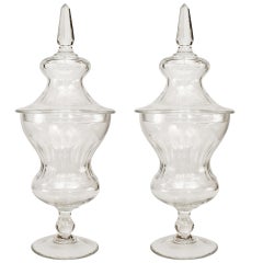 Pair of English Victorian Crystal Urns