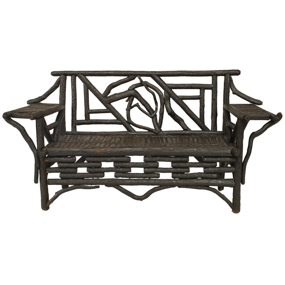 American Rustic Adirondack Twig Loveseat