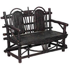 19th C. Rustic Adirondack Bent Willow Loveseat 5