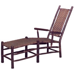 Used Rustic Old Hickory Rattan Chaise Lounge