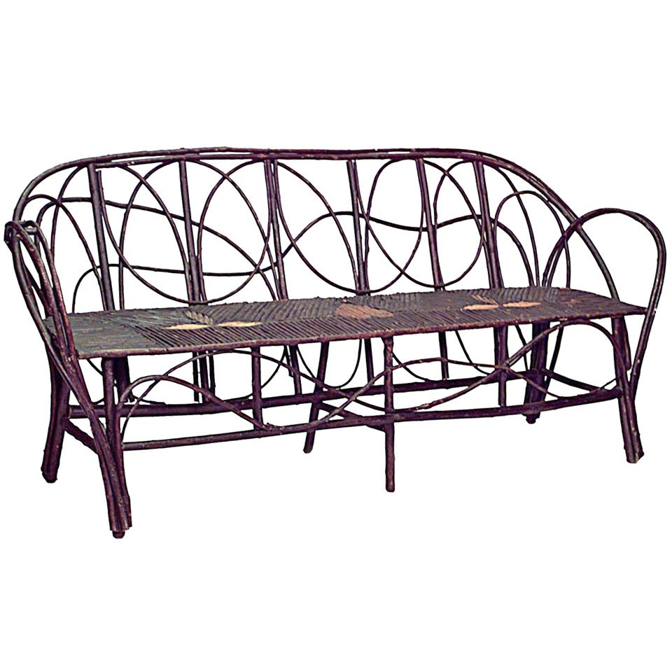 Continental Rustic Bent Willow Settee For Sale