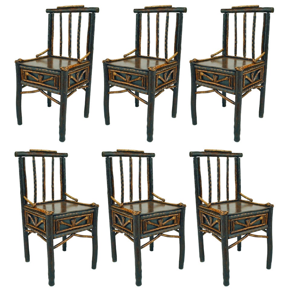 Set of 4 American Rustic Ben Davis Adirondack Side Chairs For Sale