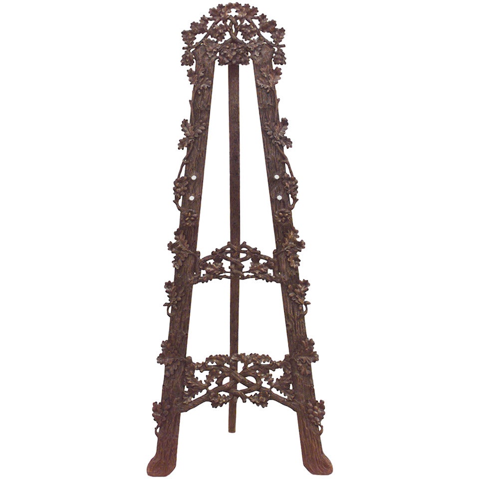 Rustic Black Forest Floral Easel For Sale