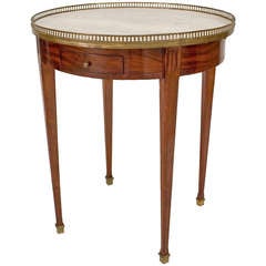 French Louis XVI Style Carrara Marble and Mahogany End Table