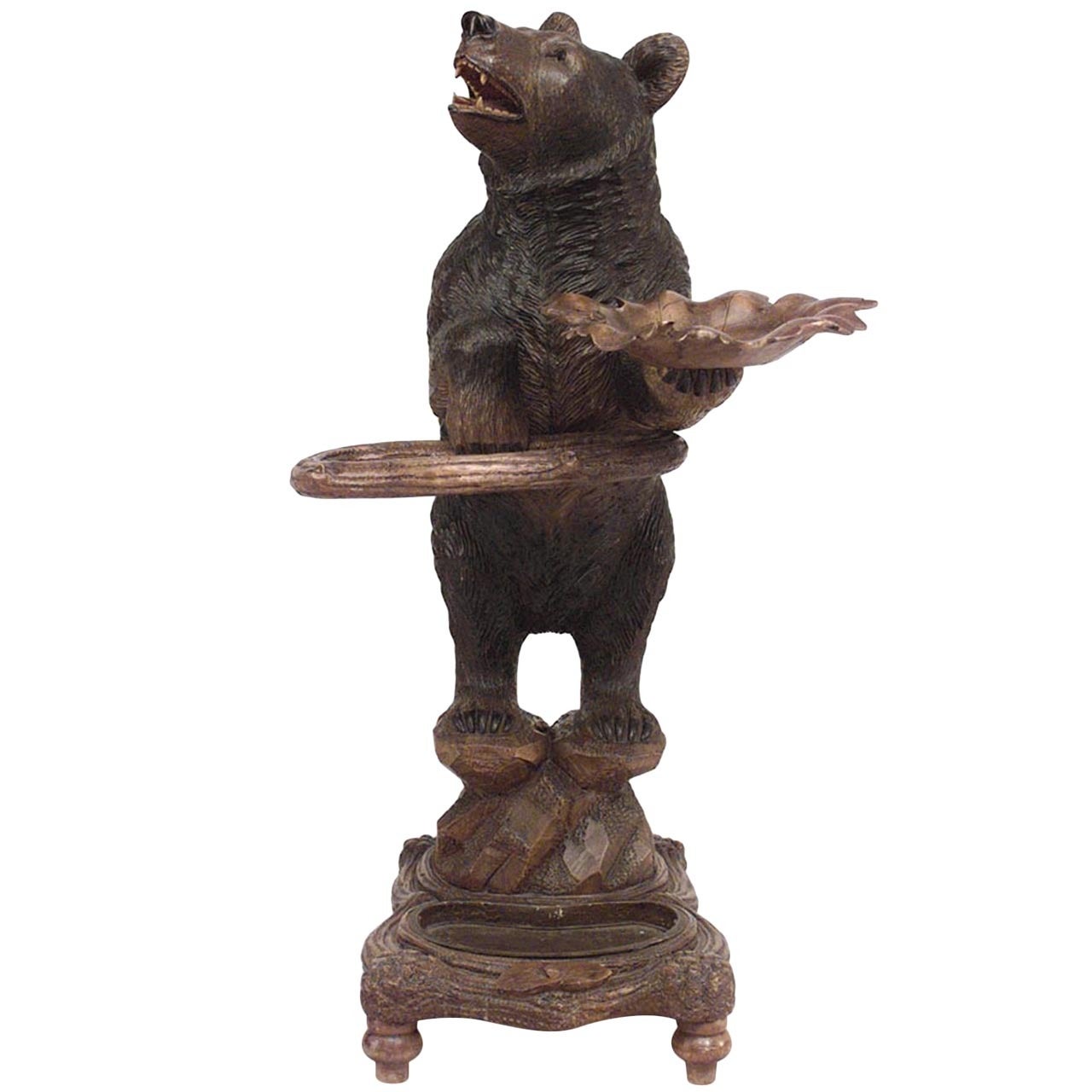 Black Forest Walnut Bear Umbrella Stand For Sale